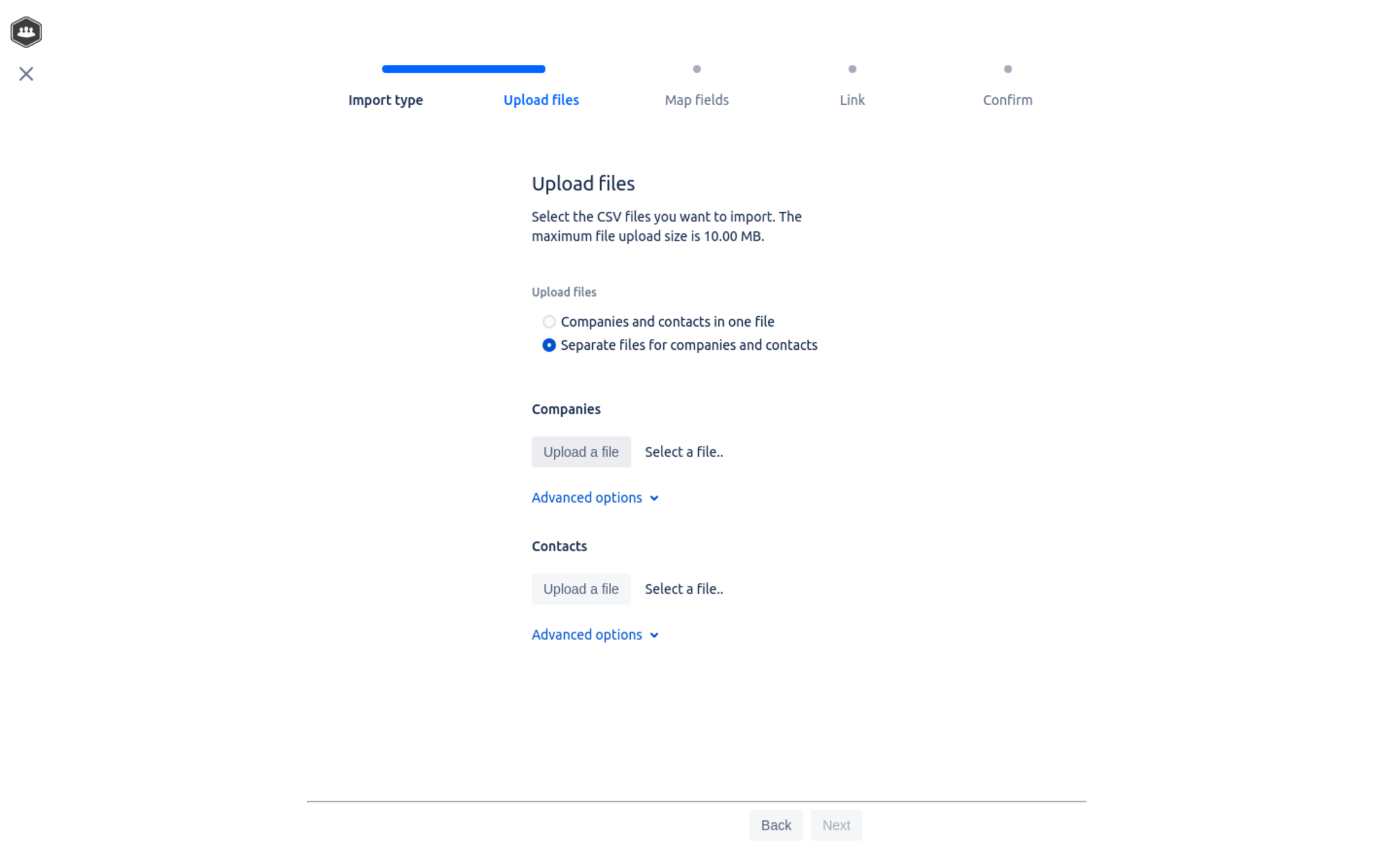 File selection for imports in Atlas CRM
