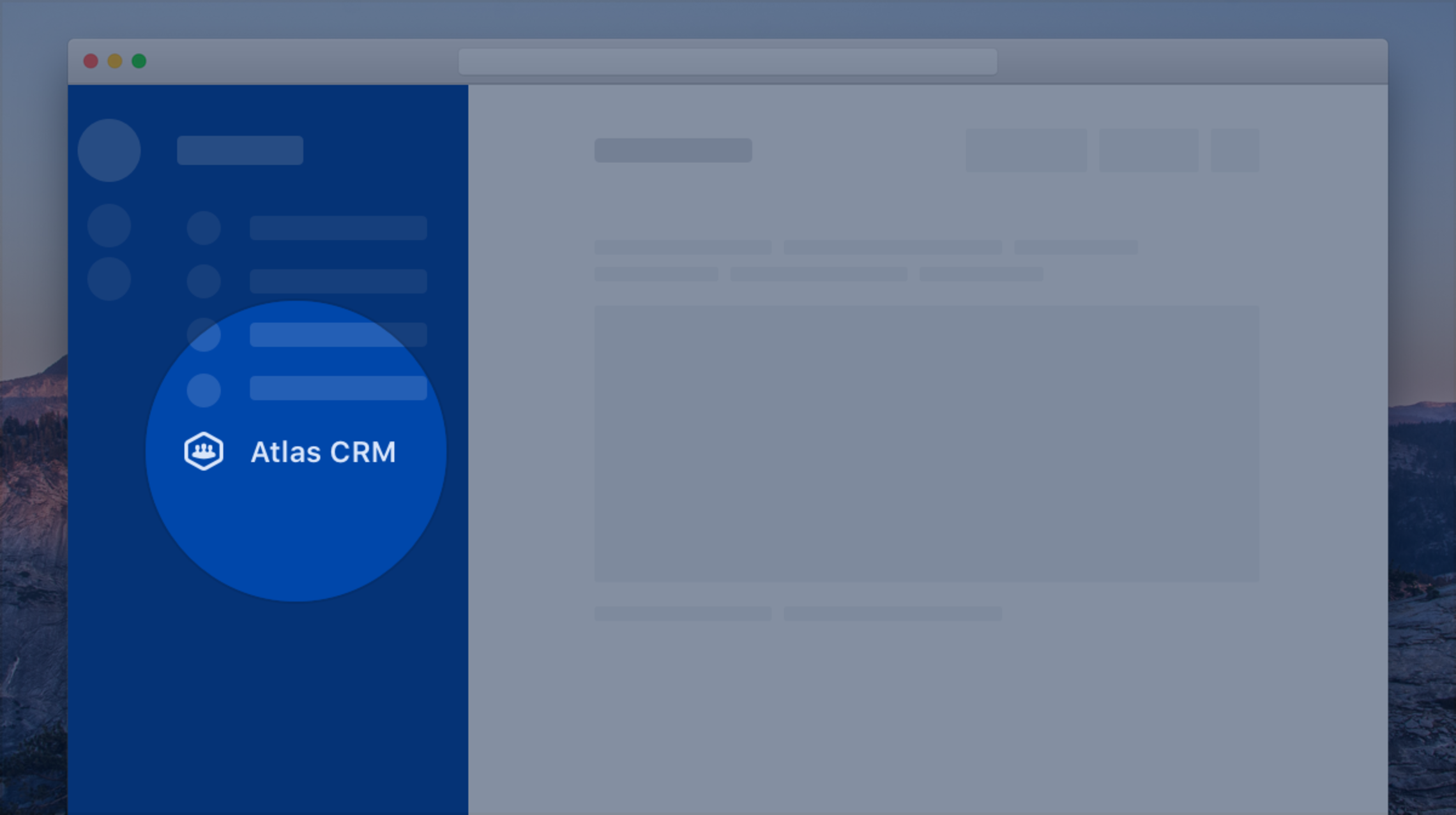Atlas CRM location in the side menu