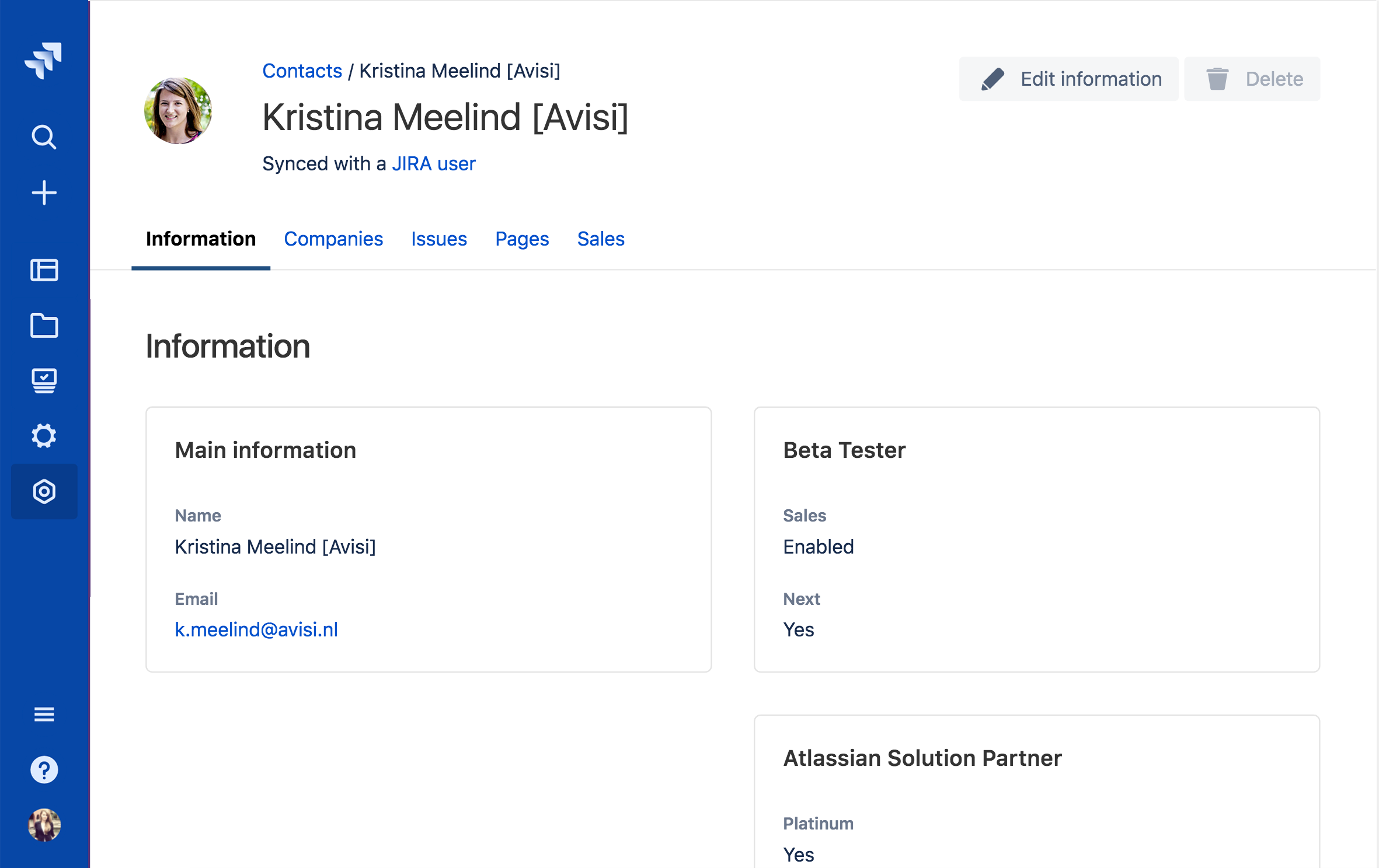 CRM system synced with Jira Service Desk